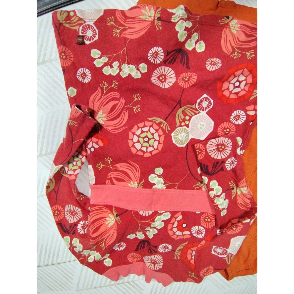 Tea Collection Girls Long Sleeve Dress Lot 3pc Floral Orange Red Size 2‎
